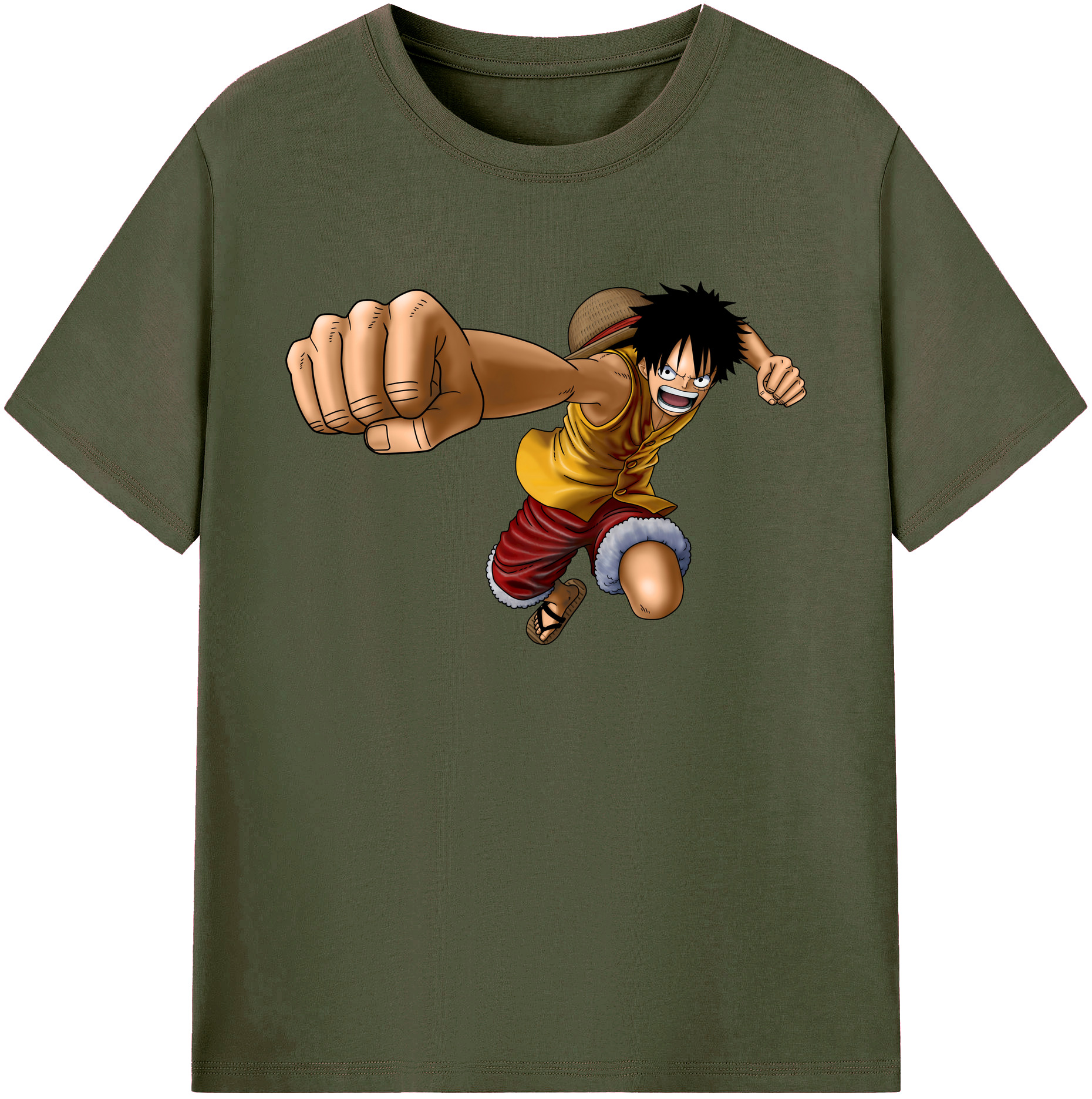 ワンピース モンキー・D・ルフィ ONE PIECE Monkey D. Luffy 綿100％ メンズ半袖Tシャツ｜肌触りやわらか＆通気性